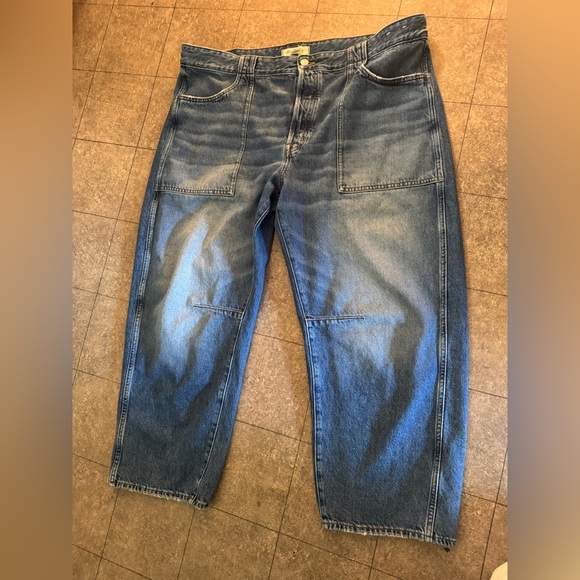 Madewell The Darted Barrel- Leg Jean 33 Wide Leg Medium Wash Denim - Picture 4 of 9